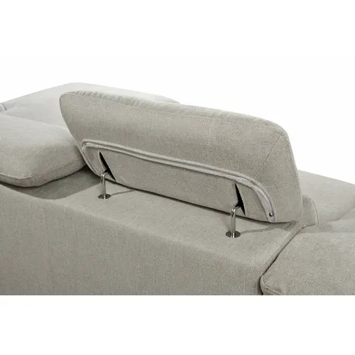 Canapé d'angle convertible méridienne droite NORDON tissu gris clair