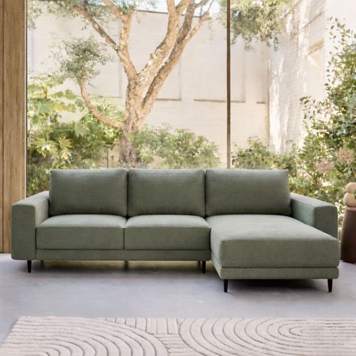 Canapé d'angle convertible méridienne droite FOREST velours côtelé vert