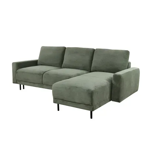 Canapé d'angle convertible méridienne droite FOREST velours côtelé vert