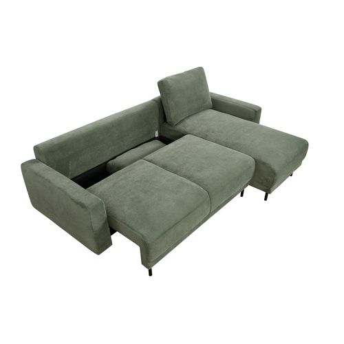 Canapé d'angle convertible méridienne droite FOREST velours côtelé vert