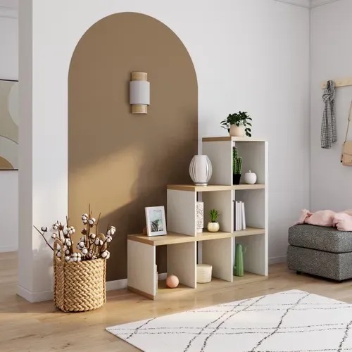 Escalier 6 cases NEXT 3 blanc et imitation chêne