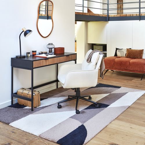 Bureau 2 tiroirs ISAK noir et imitation chêne