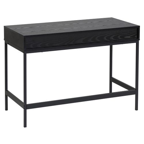 Bureau 2 tiroirs ISAK noir et imitation chêne