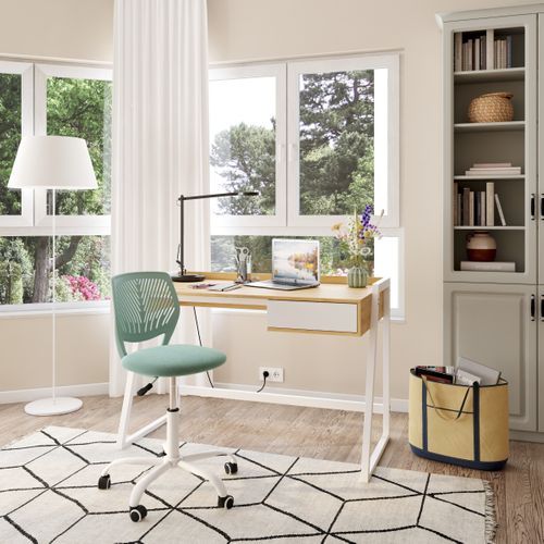 Bureau 1 tiroir LYAM blanc et imitation chêne