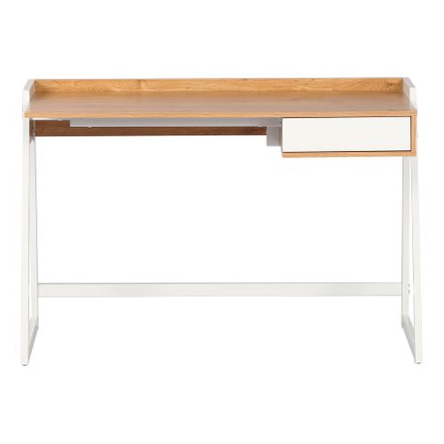 Bureau 1 tiroir LYAM blanc et imitation chêne
