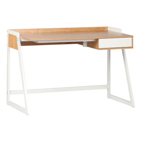 Bureau 1 tiroir LYAM blanc et imitation chêne