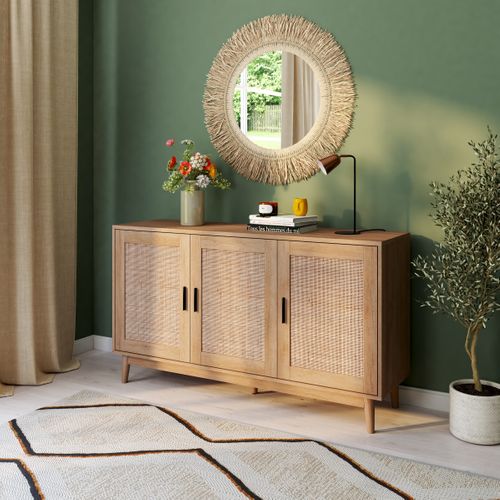 Buffet 3 portes MANELLA 133 cm imitation chêne vue d'ambiance 1