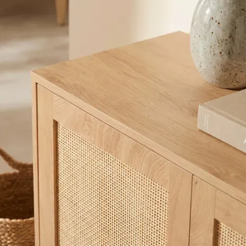 Buffet 3 portes MANELLA 133 cm imitation chêne