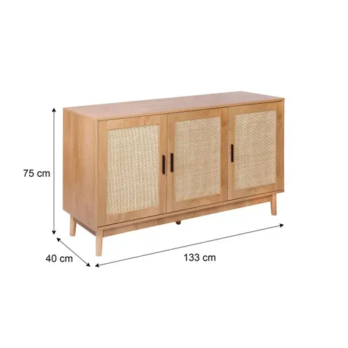 Buffet 3 portes MANELLA 133 cm imitation chêne