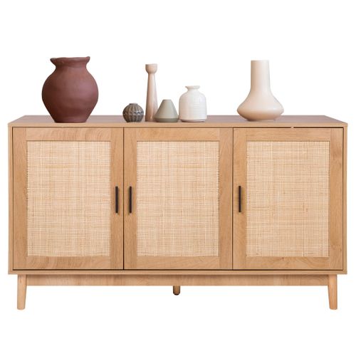 Buffet 3 portes MANELLA 133 cm imitation chêne