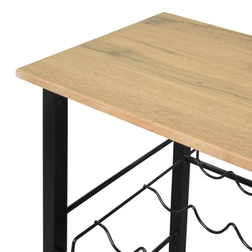 Table de bar avec 2 tabourets DETROIT imitation chêne et noir vue détaillée