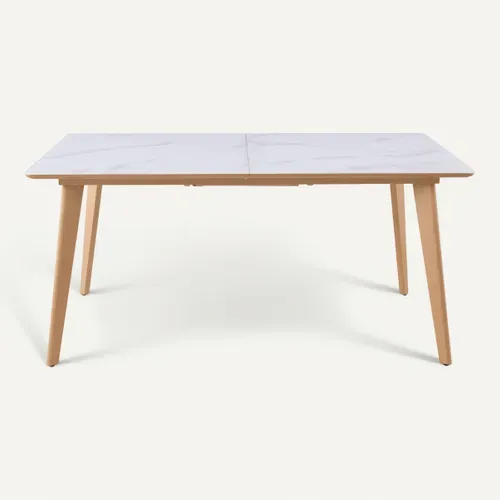 Table extensible  L.160/200 cm MAXTON Verre / Imitation marbre vue de face
