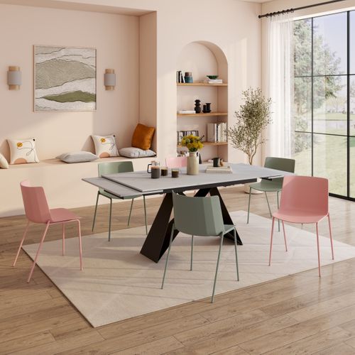 Table L. 160/240 + allonges PORTO Noir et blanc