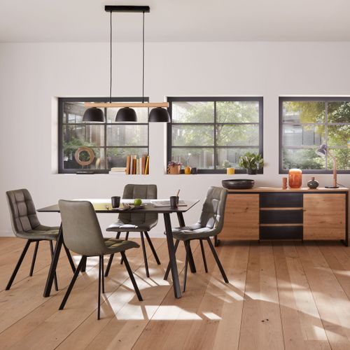 Table + 4 chaises SAVINA Noir et kaki