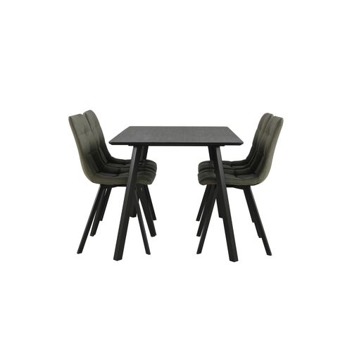Table + 4 chaises SAVINA Noir et kaki
