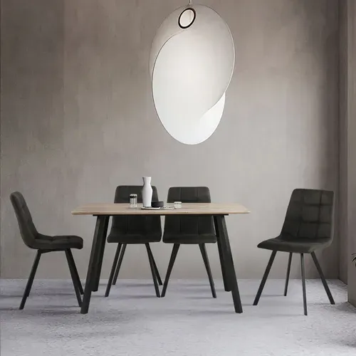 Table + 4 chaises SAVINA Imitation chêne vue d'ambiance 1