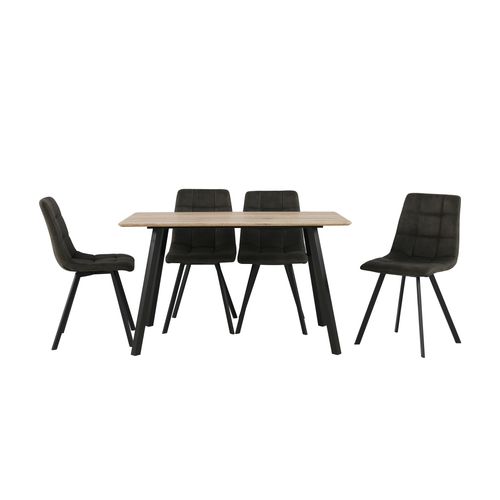 Table + 4 chaises SAVINA Imitation chêne vue de face