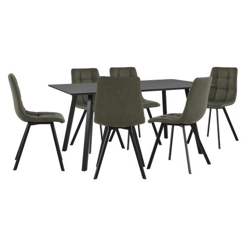 Table + 6 chaises SAVINA Noir et kaki