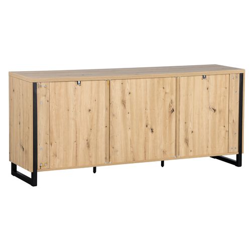 Buffet 2 portes 3 tiroirs BOSTON Imitation chêne et noir