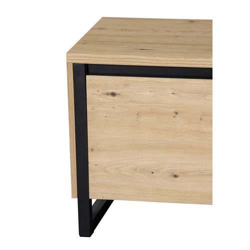 Meuble TV 2 portes 1 tiroir BOSTON Imitation chêne et noir