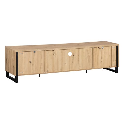 Meuble TV 2 portes 1 tiroir BOSTON Imitation chêne et noir