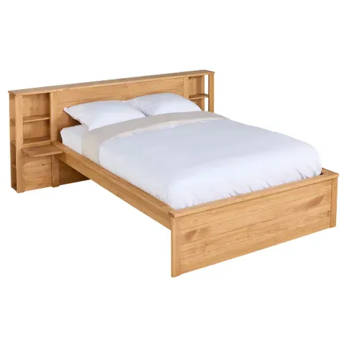 Lit 140x190 cm TDL rang MARLY imitation chêne naturel vue 3/4