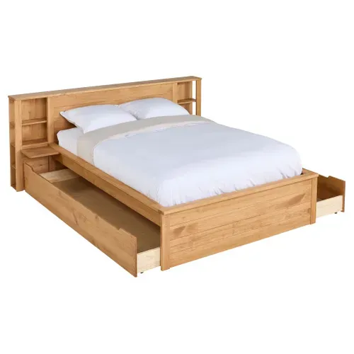 Lit 140x190 cm TDL rang MARLY imitation chêne naturel