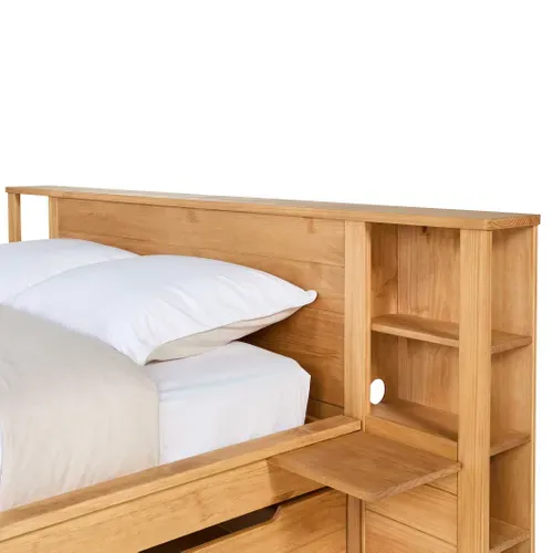 Lit 160x200 cm TDL rang MARLY imitation chêne naturel vue détaillée