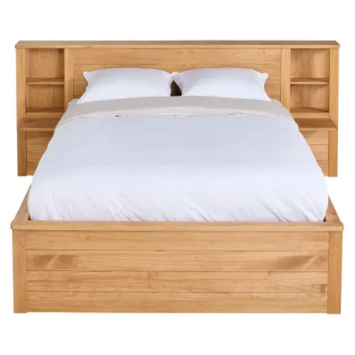 Lit 160x200 cm TDL rang MARLY imitation chêne naturel vue de face