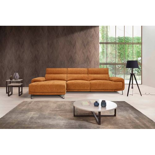 Canapé d'angle méridienne MAXIME gauche tissu orange