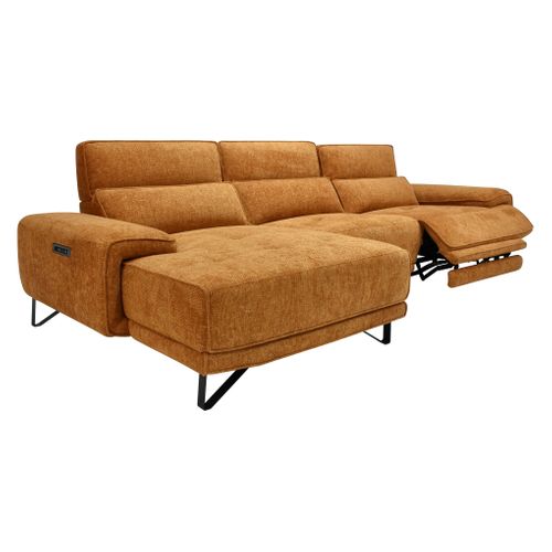 Canapé d'angle méridienne MAXIME gauche tissu orange