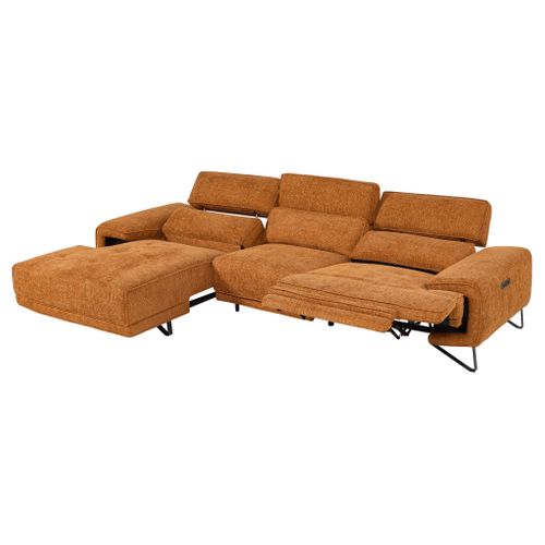 Canapé d'angle méridienne MAXIME gauche tissu orange