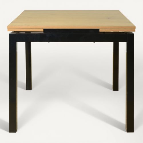Table extensible L.90/115/140 BABETTE Imitation chêne / Noir vue de face