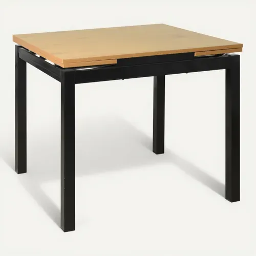 Table extensible L.90/115/140 BABETTE Imitation chêne / Noir vue 3/4