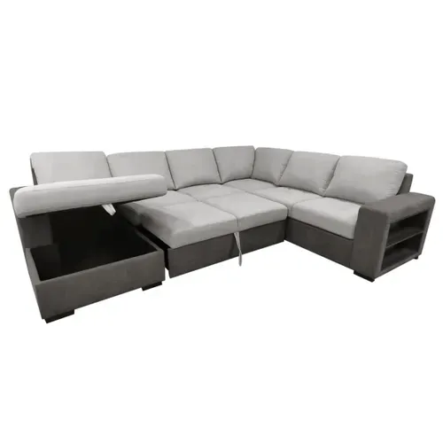 Canapé convertible panoramique angle gauche HERA tissu gris