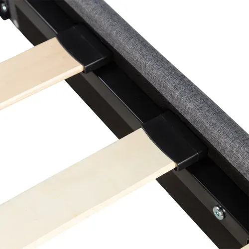 Lit 90x190 cm EVY tissu gris foncé vue accessoires