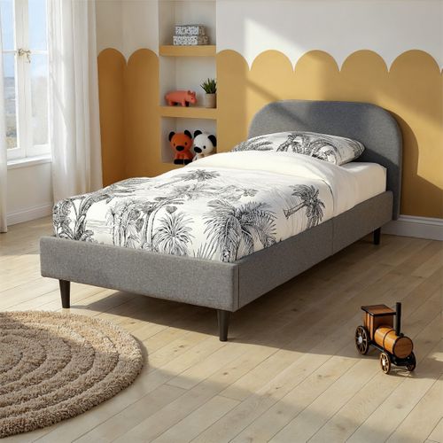 Lit 90x190 cm EVY tissu gris foncé vue d'ambiance 1