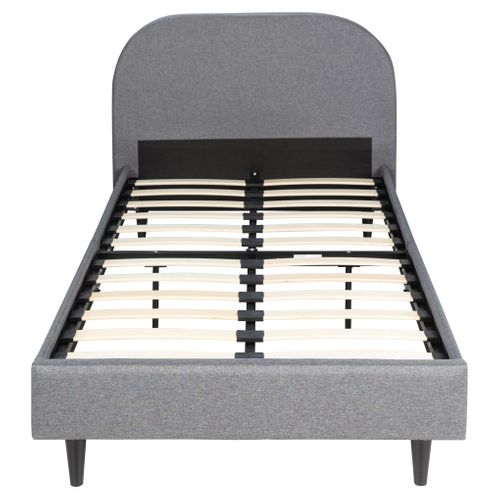 Lit 90x190 cm EVY tissu gris foncé vue de face