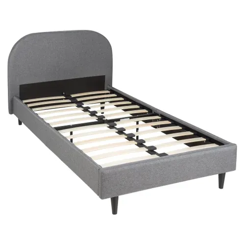 Lit 90x190 cm EVY tissu gris foncé vue 3/4