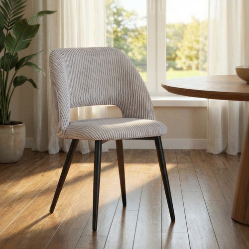 Lot de 2 chaises GABRIELE velours côtelé beige