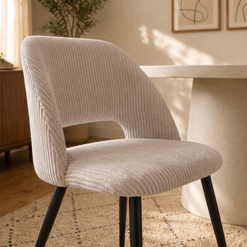 Lot de 2 chaises GABRIELE velours côtelé beige
