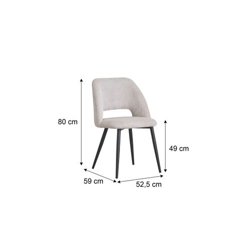 Lot de 2 chaises GABRIELE velours côtelé beige