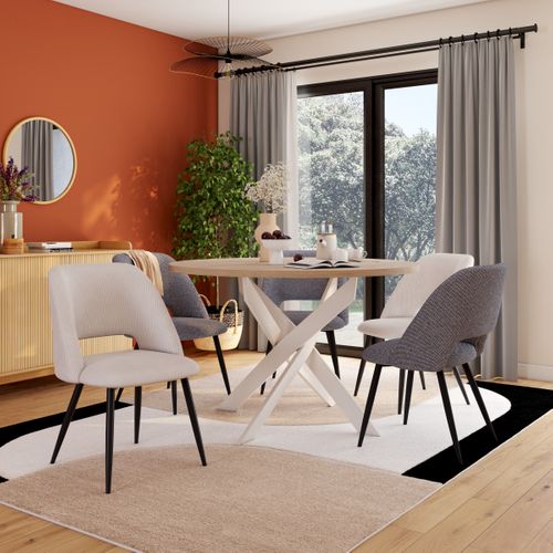 Lot de 2 chaises GABRIELE en tissu beige vue d'ambiance 1