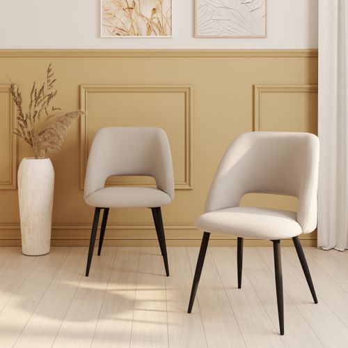 Lot de 2 chaises GABRIELE en tissu beige