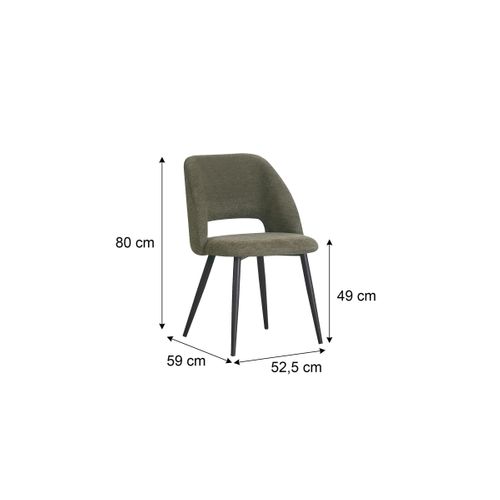Lot de 2 chaises GABRIELE en tissu vert