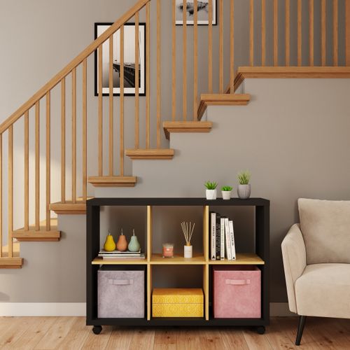 Séparation 6 cases NEXT 3 noir et imitation chêne