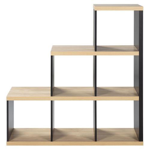 Séparation escalier 6 cases NEXT 3 noir et imitation chêne vue de face