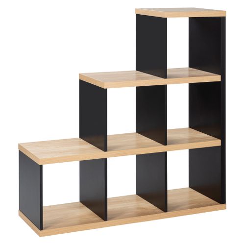 Séparation escalier 6 cases NEXT 3 noir et imitation chêne vue 3/4