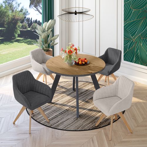 Lot de 2 chaises pivotantes ALVA tissu beige