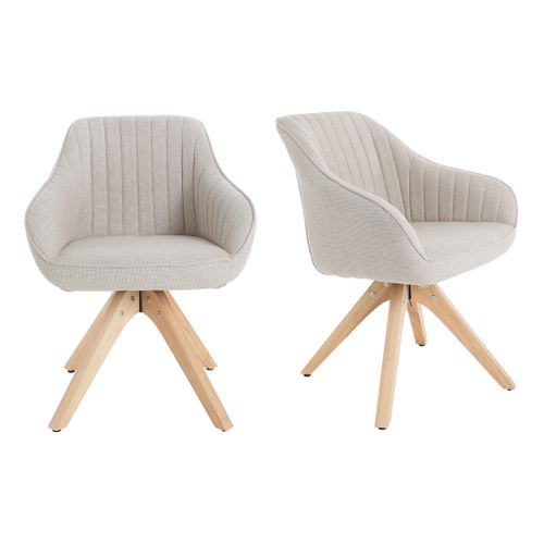 Lot de 2 chaises pivotantes ALVA tissu beige
